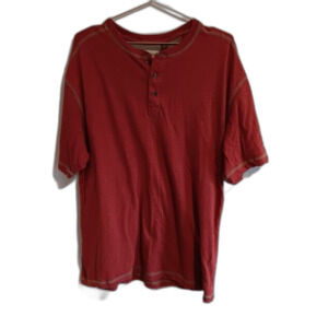 Hobbs Creek Mens Large L Rust Red Short Sleeve 3 Button Casual